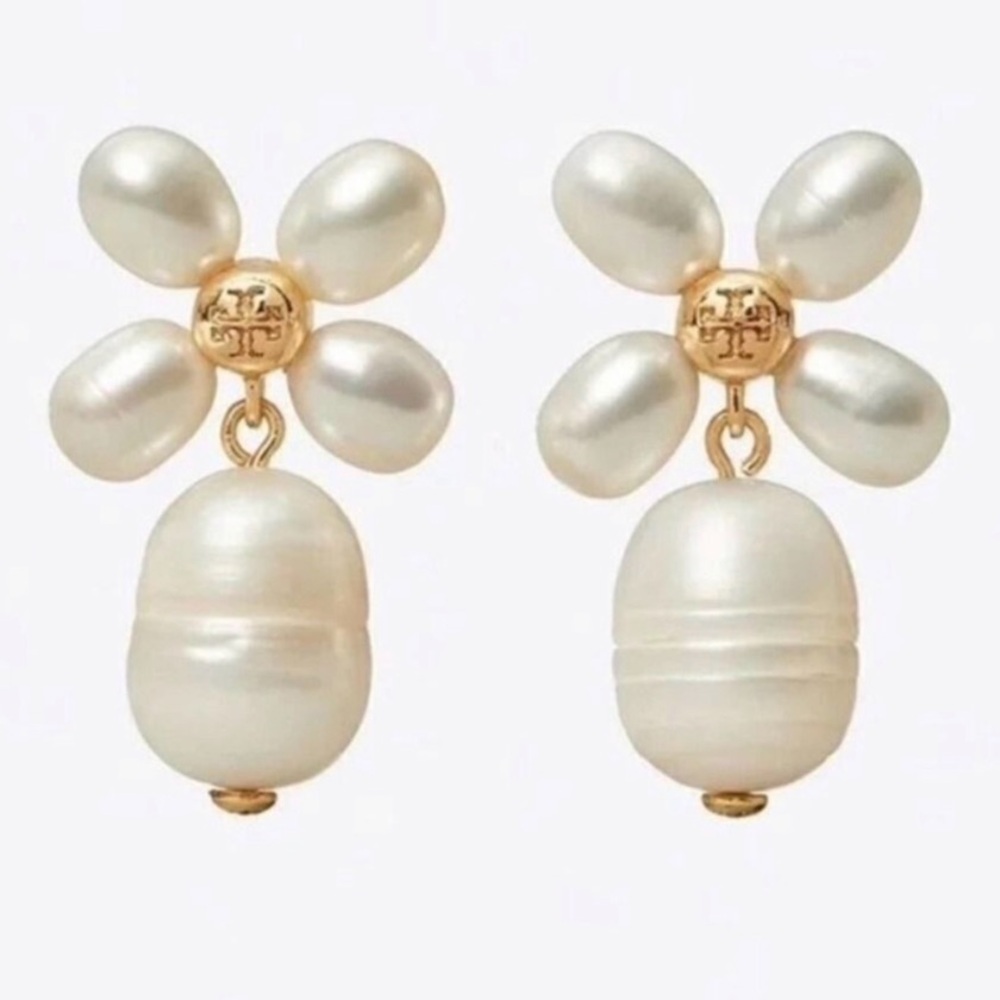 Final sale tory  Burch White Pearl Cluster drop Earrings